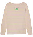 Calvin Klein Blouse - Boatneck Stripe - Turtledove/Chalk Pink Si Calvin Klein Blouse - Boatneck Stripe - Turtledove/Chalk Pink Si