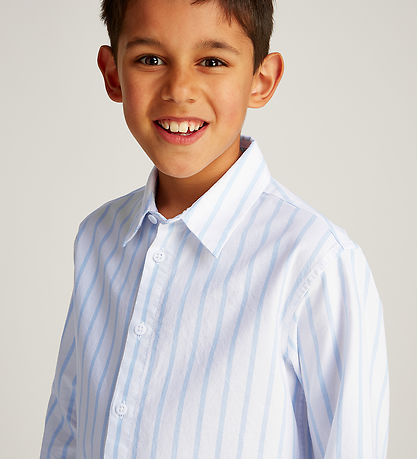 Calvin Klein Shirt - Striped Oxford - White/Blue Stripe