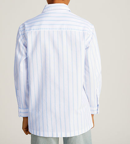 Calvin Klein Shirt - Striped Oxford - White/Blue Stripe