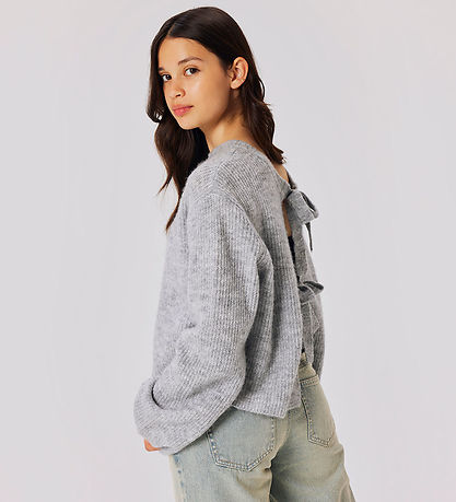 LMTD Blouse - Gebreid - NlfBowBack- Light Grey Melange