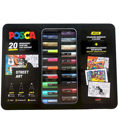 Posca Markers w. Metal box - 20 pcs - Street Art