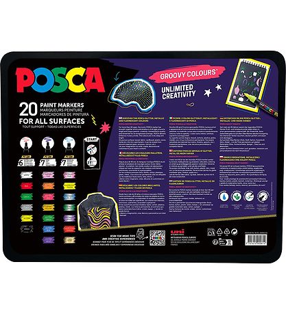 Posca Markers w. Metal box - 20 pcs - Groovy Colours