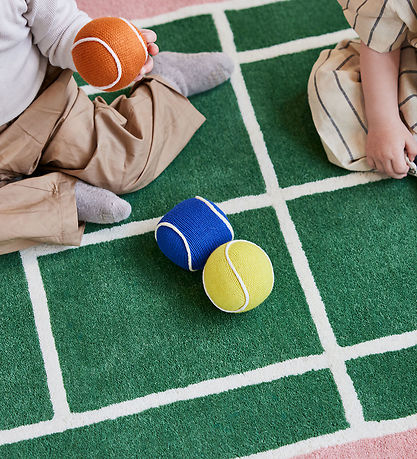 OYOY Rattle - Tennis balls - Apricot/Blue