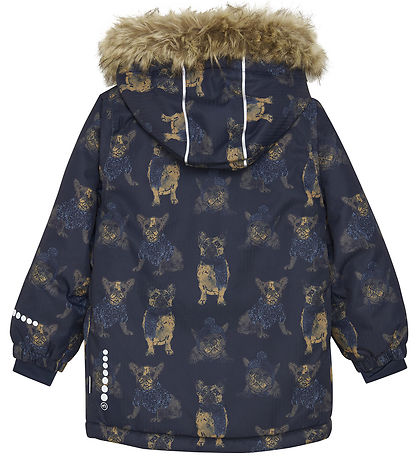 Minymo Winter Coat - Navy w. Dogs