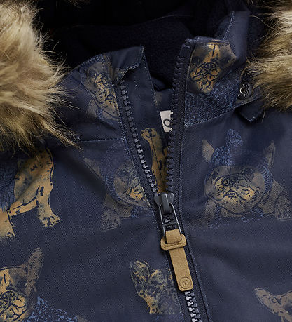 Minymo Winter Coat - Navy w. Dogs
