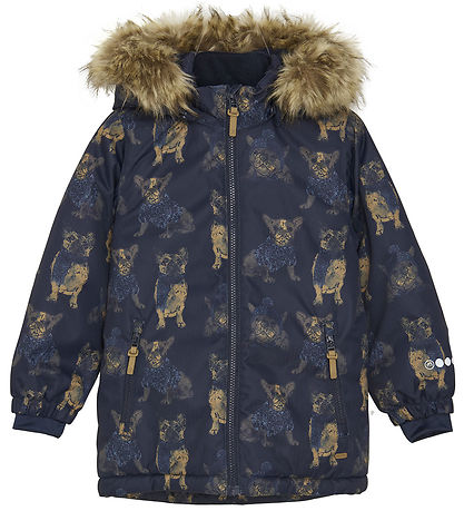 Minymo Winter Coat - Navy w. Dogs