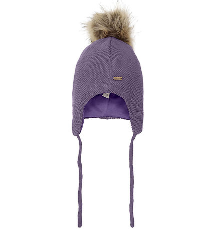 Minymo Beanie - Wool/Cotton - Purple Sage w. Faux Fur