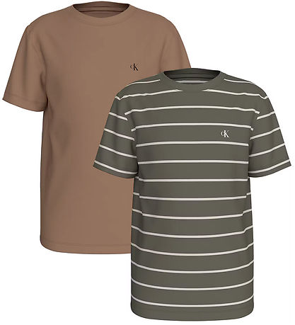 Calvin Klein T-shirts - 2-pack - Tea Time/Dusty Olive Striper