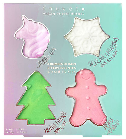 Inuwet Bath Bombs w. Fragrance - 4-Pack - Christmas Set