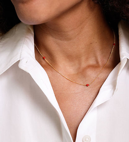 Collier Design Letters - Petit BIG Love - Or/Rouge