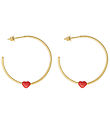 Design Letters Earrings - Little BIG Love Hoops - Gold/Red Design Letters Earrings - Little BIG Love Hoops - Gold/Red