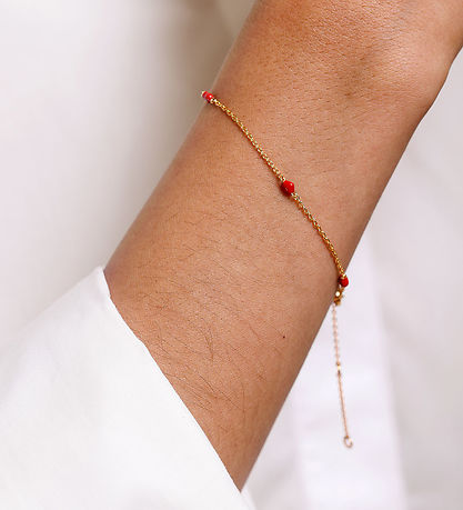 Design Letters Armbånd - Lille BIG Love - Gull/Rød