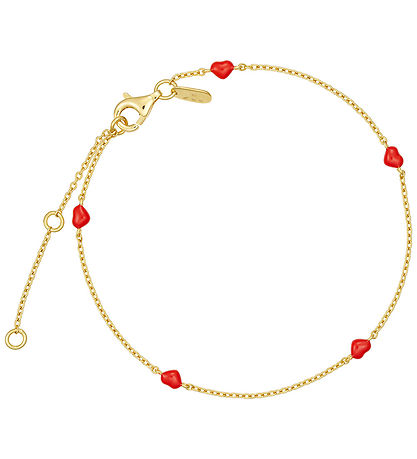 Design Letters Armbånd - Lille BIG Love - Gull/Rød