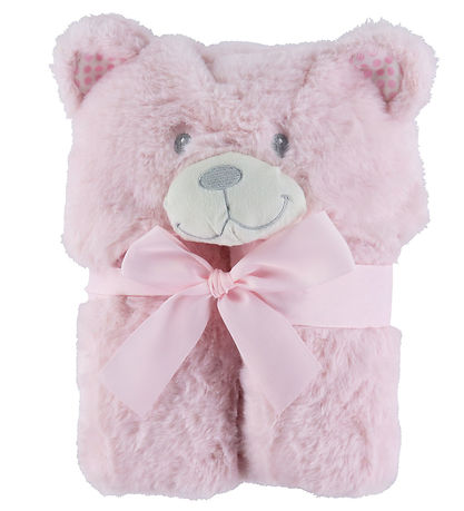Nørgaard Madsens Blanket w. Teddy bear head - 75x95 cm - Pink