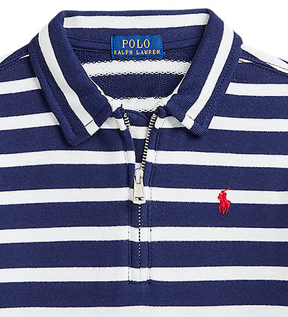 Polo Ralph Lauren Poloskjorte m. Glidelås - Navy/Hvit Stripet