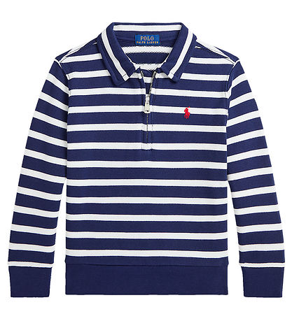 Polo Ralph Lauren Poloskjorte m. Glidelås - Navy/Hvit Stripet