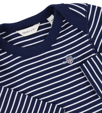 GANT Bodysuit L/æ - Shield Striped - Marine