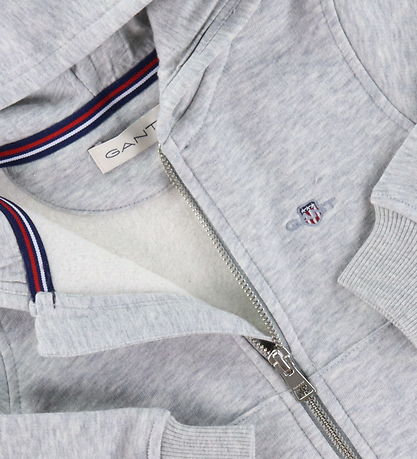 GANT Hoodie - Shield Zip - Light Grey Melange