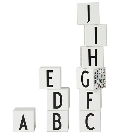 Blocs de Bois Empilables Design Letters - A-Z - Blanc av. Alphab