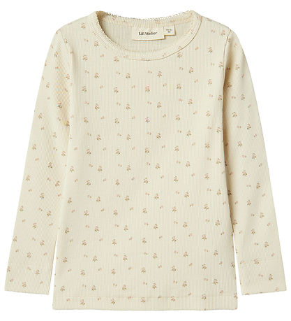Lil' Atelier Bluse - Rib - NmfGago - Turtledove/Flower