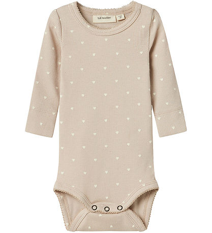 Lil' Atelier Bodysuit L/æ - Rib - NbfGago - Gray Morn/Heart