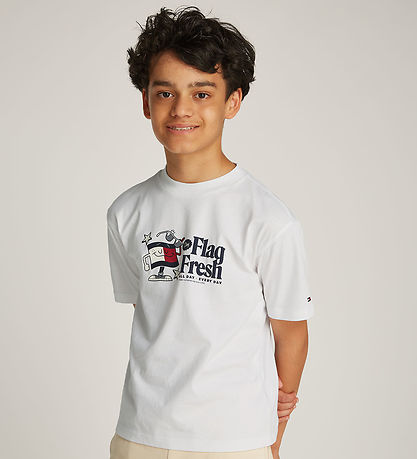 T-Shirt Tommy Hilfiger - Blanc av. Imprimé T-Shirt Tommy Hilfiger - Blanc av. Imprimé
