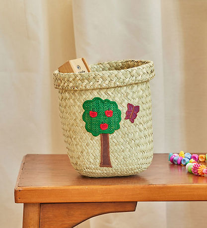Rice Storage Basket - Raffia/Seaweed - Happy Forest - 15x16 cm -