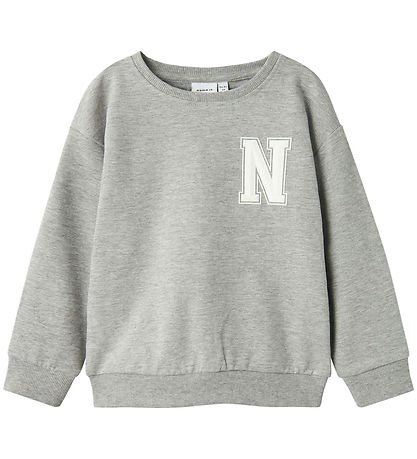 Name It Sweatshirt - NmmTollo - Grau Meliert m. Weiß