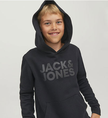 Jack & Jones Hoodie - Noos - JjeCorp - Black/Jr/lLarge Print Jack & Jones Hoodie - Noos - JjeCorp - Black/Jr/lLarge Print