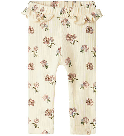 Lil' Atelier Leggings - Rib - NbfGavo - Turtledove/Peony Lil' Atelier Leggings - Rib - NbfGavo - Turtledove/Peony