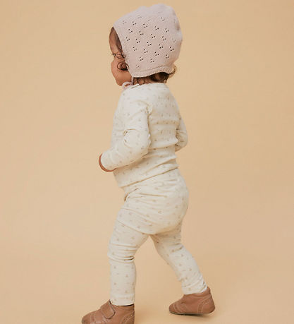 Lil' Atelier Leggings - Rib - NbfGago - Turtledove/Flower Lil' Atelier Leggings - Rib - NbfGago - Turtledove/Flower