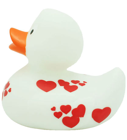 Rubber Duck - White w. Red Hearts
