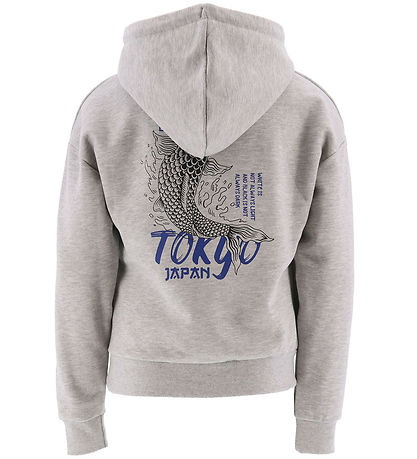 Hound Hoodie - Oversized - Grey Melange w. Print