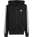 adidas Performance Cardigan - J 3S FL FZ HD - Black/White adidas Performance Cardigan - J 3S FL FZ HD - Black/White