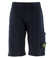 Stone Island Sweat Shorts - Navy Blue w. Logo