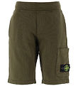 Stone Island Sweat Shorts - Military Green w. Logo