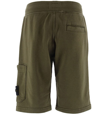 Stone Island Sweat Shorts - Military Green w. Logo Stone Island Sweat Shorts - Military Green w. Logo