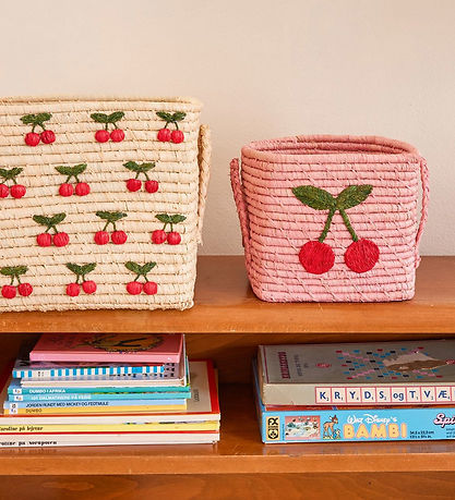 Rice Storage Basket - Raffia/Seaweed - 20x20 cm - Pink/Cherry Rice Storage Basket - Raffia/Seaweed - 20x20 cm - Pink/Cherry