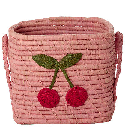 Rice Storage Basket - Raffia/Seaweed - 20x20 cm - Pink/Cherry Rice Storage Basket - Raffia/Seaweed - 20x20 cm - Pink/Cherry