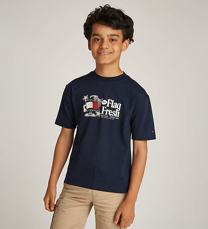 Tommy Hilfiger T-shirt - Flag Fun - Dark Night Navy w. Print