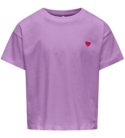 Kids Only T-shirt - Noos - KogMaiken - African Violet w. Heart