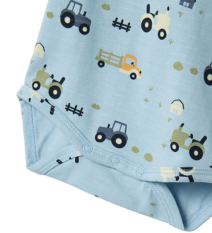 Name It Romper L/Æ - NbmBassen - Cerulean m. Tractoren