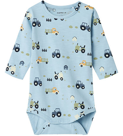 Name It Romper L/Æ - NbmBassen - Cerulean m. Tractoren
