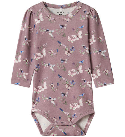 Name It Bodysuit L/Æ - NbfBela - Elderberry w. Butterflies