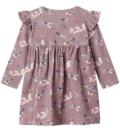 Name It Dress - NbfBela - Elderberry w. Butterflies