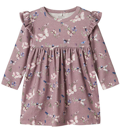 Name It Dress - NbfBela - Elderberry w. Butterflies