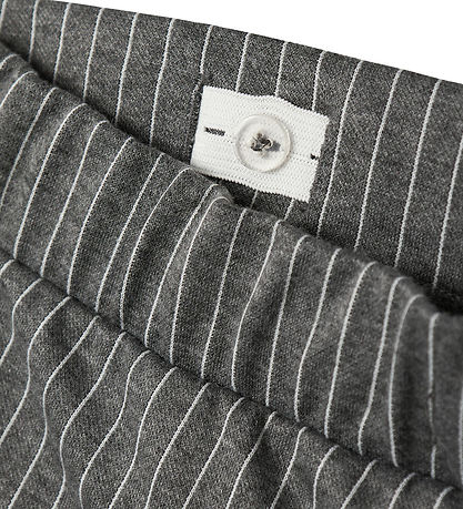 LMTD Trousers - NlfBin - Wide - Light Grey Melange w. Stripes