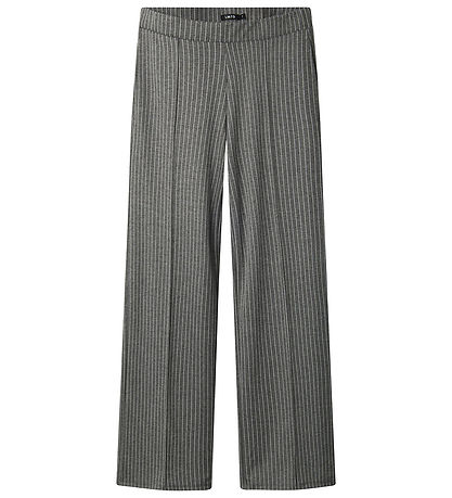 LMTD Trousers - NlfBin - Wide - Light Grey Melange w. Stripes