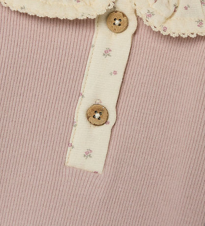 Lil' Atelier Bodysuit L/Æ - Rib - NbfTrine - Shadow Gray w. Ruff