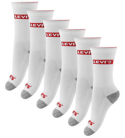 Levis Socken - 6er-Pack - Weiß m. Grau/Rot